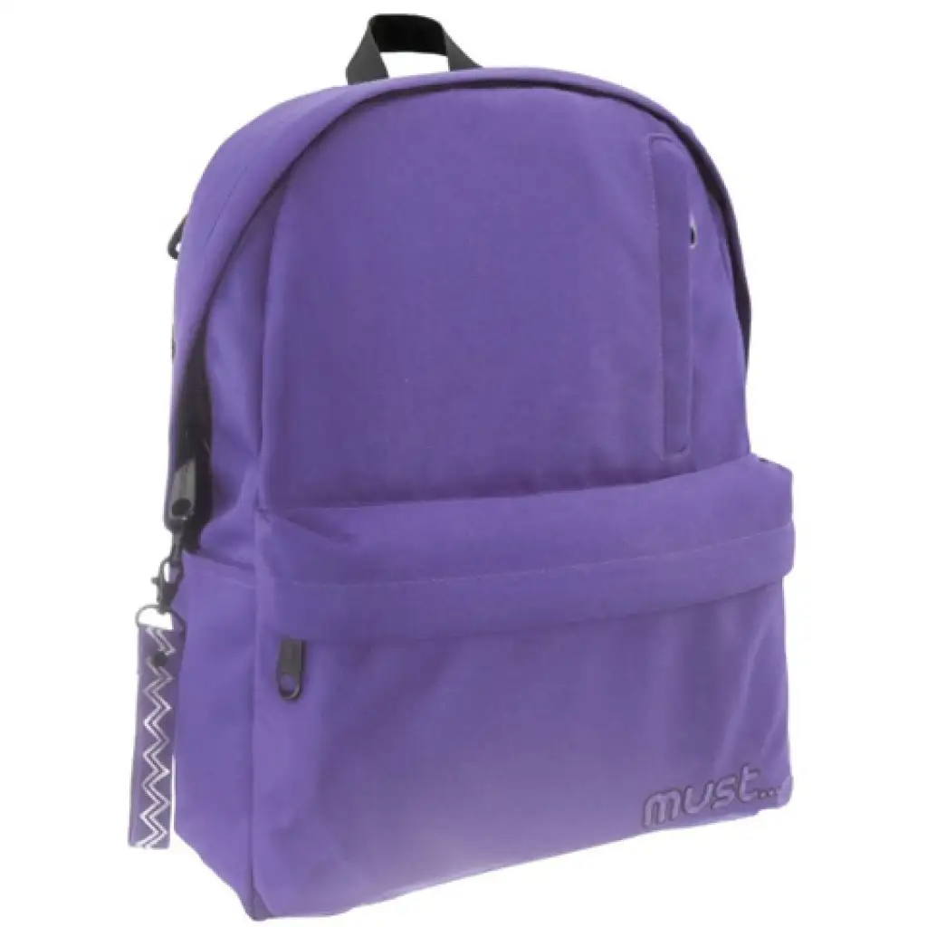 Must: Lekerekített lila négyrekeszes iskolatáska, hátizsák 32x17x42cm kép 1