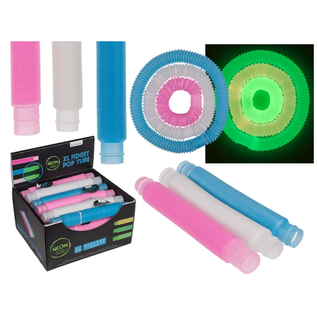 XL Fidget Pop Tube: Felxibilis dekorációs sötétben világító cső, többféle változatban 20cm kép 1