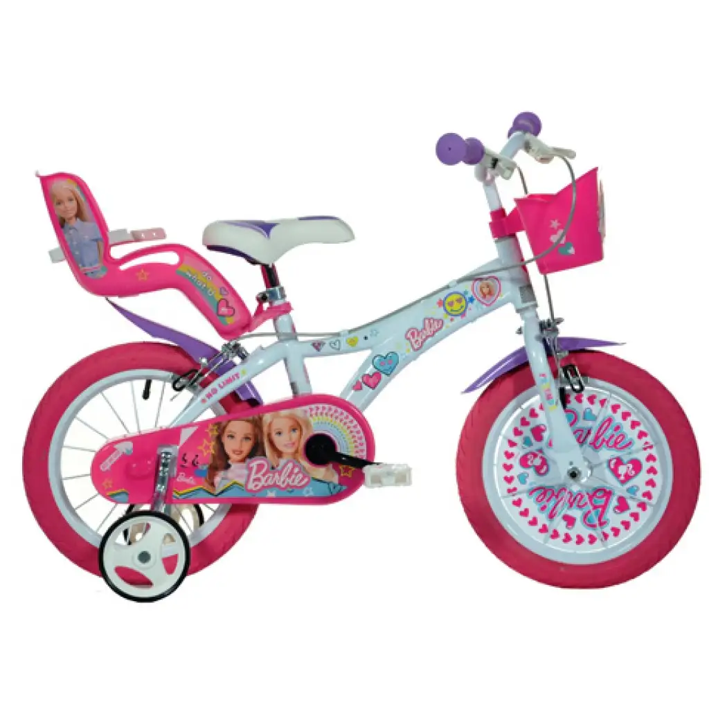 Barbie rózsaszín-fehér gyerek bicikli 16-os méretben - Dino Bikes kerékpár kép 1