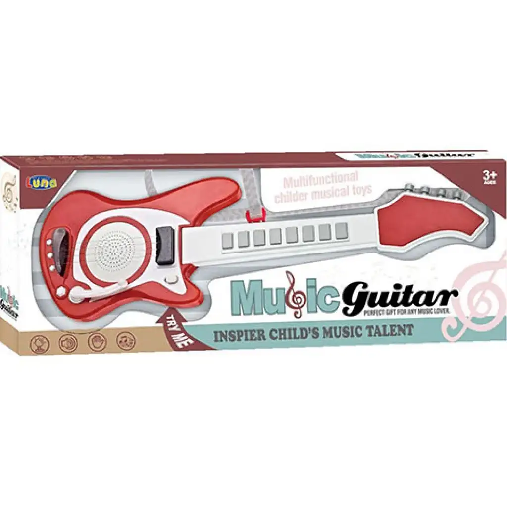 Piros színű játék elektromos gitár 66cm-es kép 1