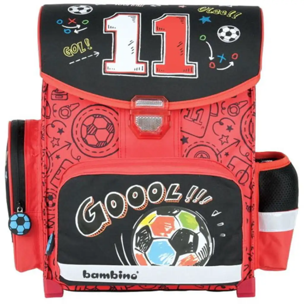 Football fekete-piros ergonomikus iskolatáska, hátizsák 36x27x14cm - Bambino kép 1