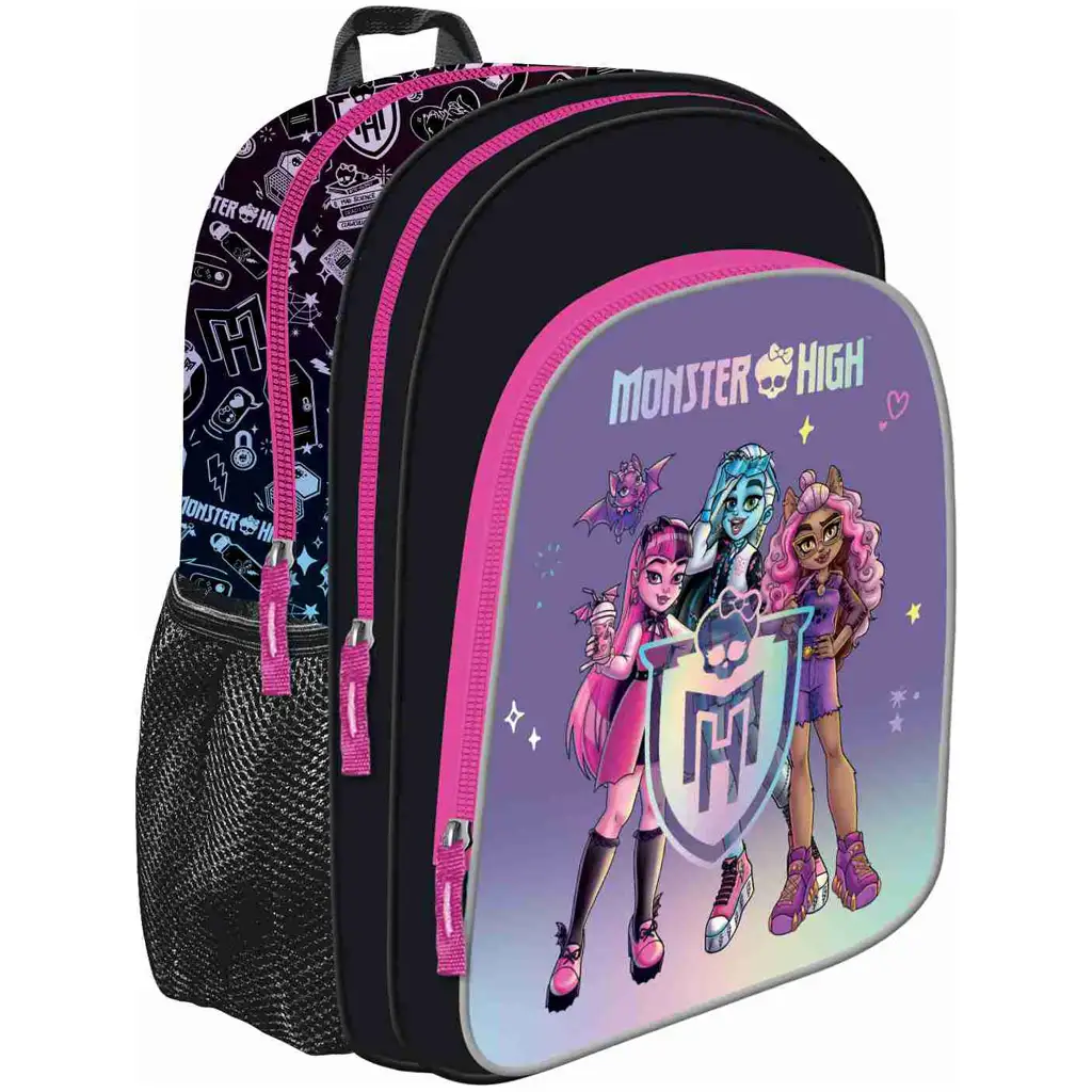 Monster High fekete iskolatáska, hátizsák 38x30x18cm kép 1