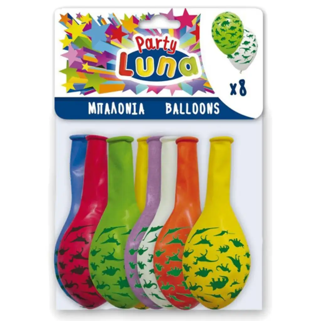 Színes dinoszauruszos parti lufi szett 8db-os kép 1