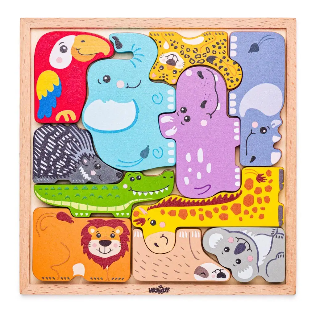Állatos fa formakirakó puzzle - Woodyland kép 1