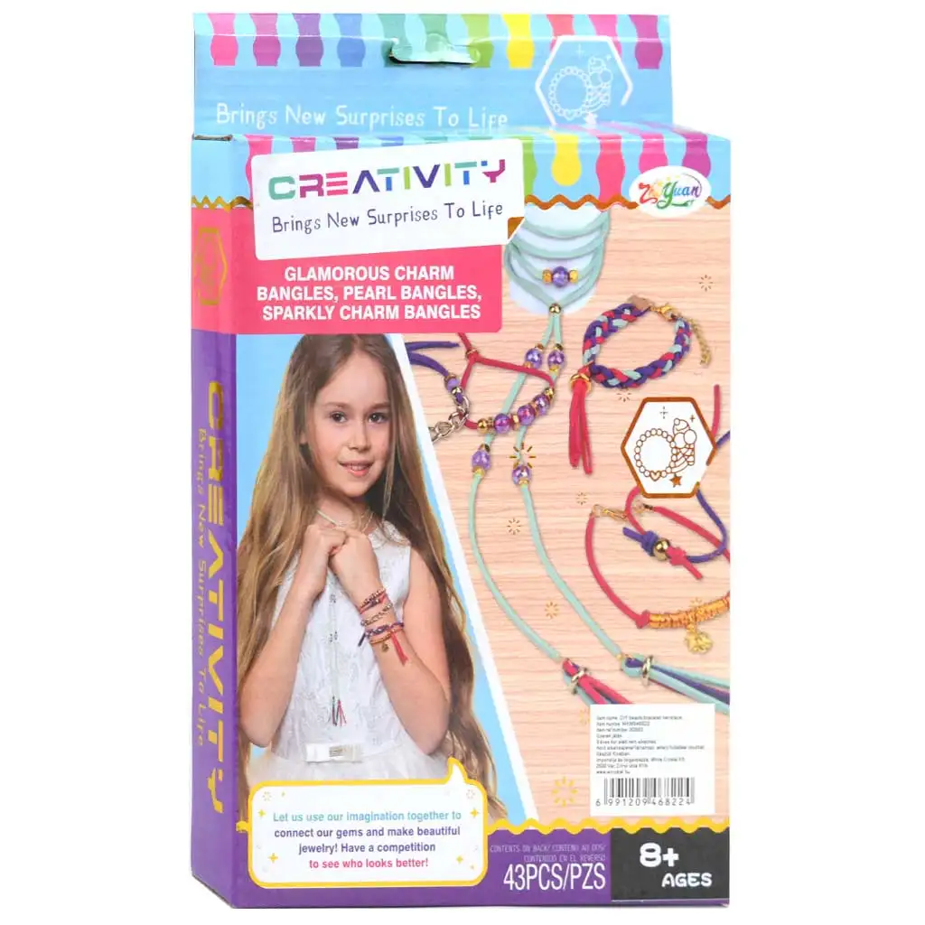 Creativity: 43db-os karkötő és nyaklánc készítő készlet színes gyöngyökkel és kiegészítőkkel kép 1