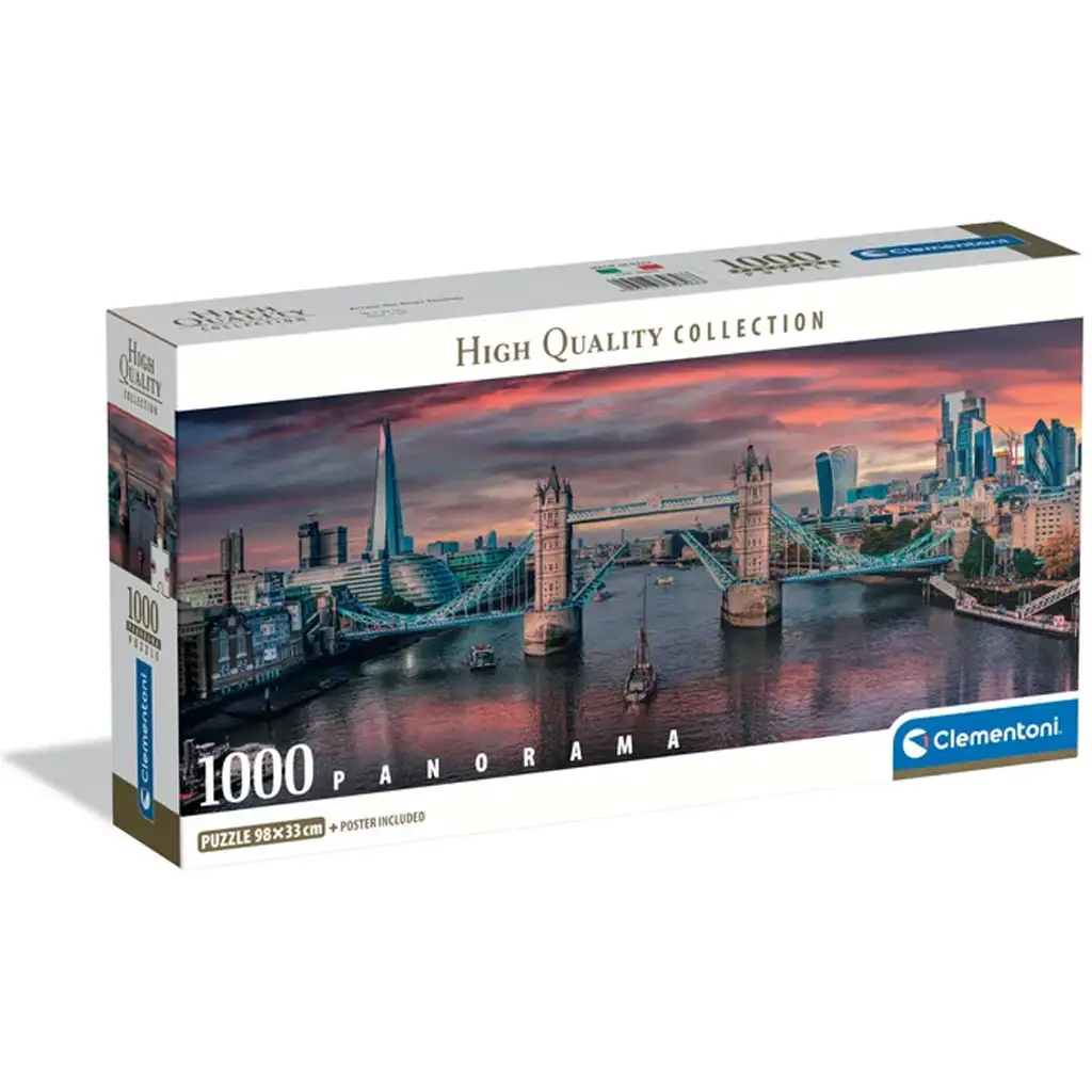 Naplemente a Temzén HQC 1000 db-os panoráma puzzle poszterrel - Clementoni kép 1