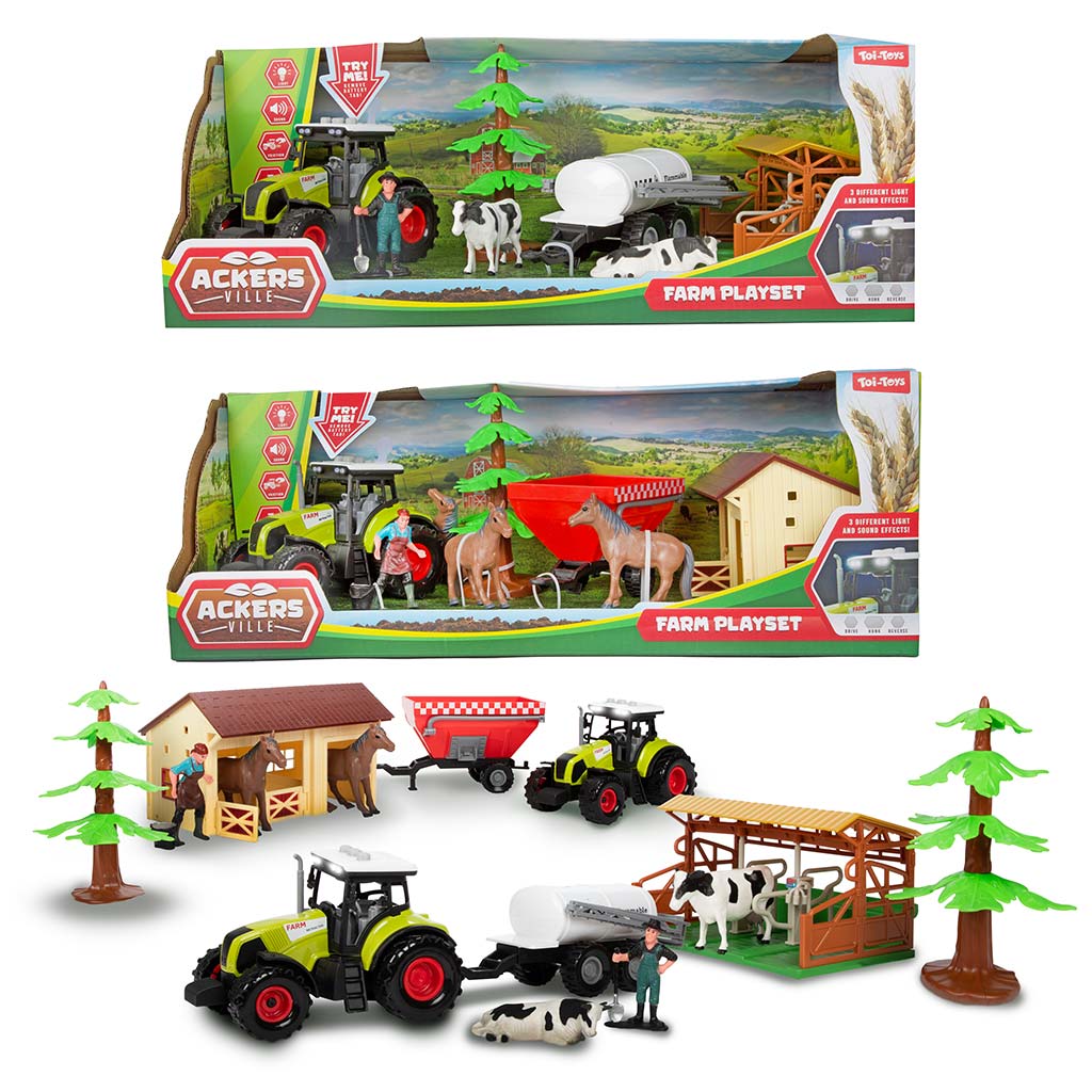 Farm istálló szett traktorral 7db-os szett kép 1