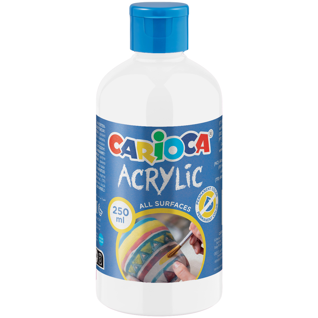 Acrylic Akril festék fehér színben 250ml - Carioca kép 1
