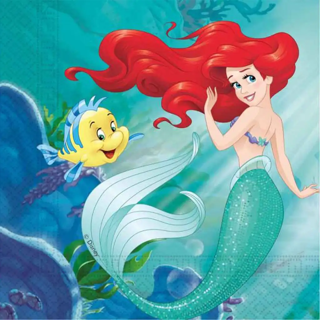 Ariel a kis hableány papírszalvéta szett – 2 rétegű, 33x33 cm, 20db kép 1