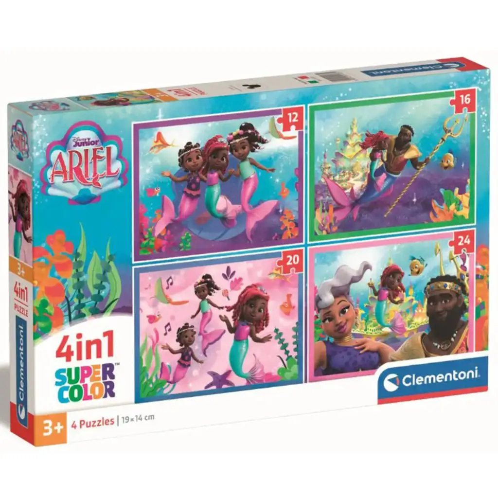 Ariel a kis hableány 4 az 1-ben 12, 16, 20 és 24db-os puzzle - Clementoni kép 1