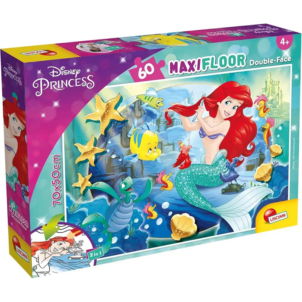 Disney Ariel 2 az 1-ben 60db-os maxi puzzle és színező 70x50cm - Lisciani kép 1
