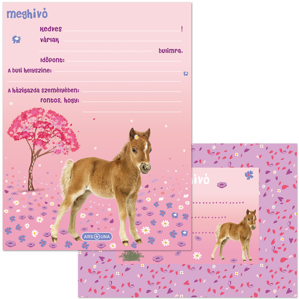 Ars Una: Cute Animals Horse lovas 10db-os meghívó szett borítékkal kép 1