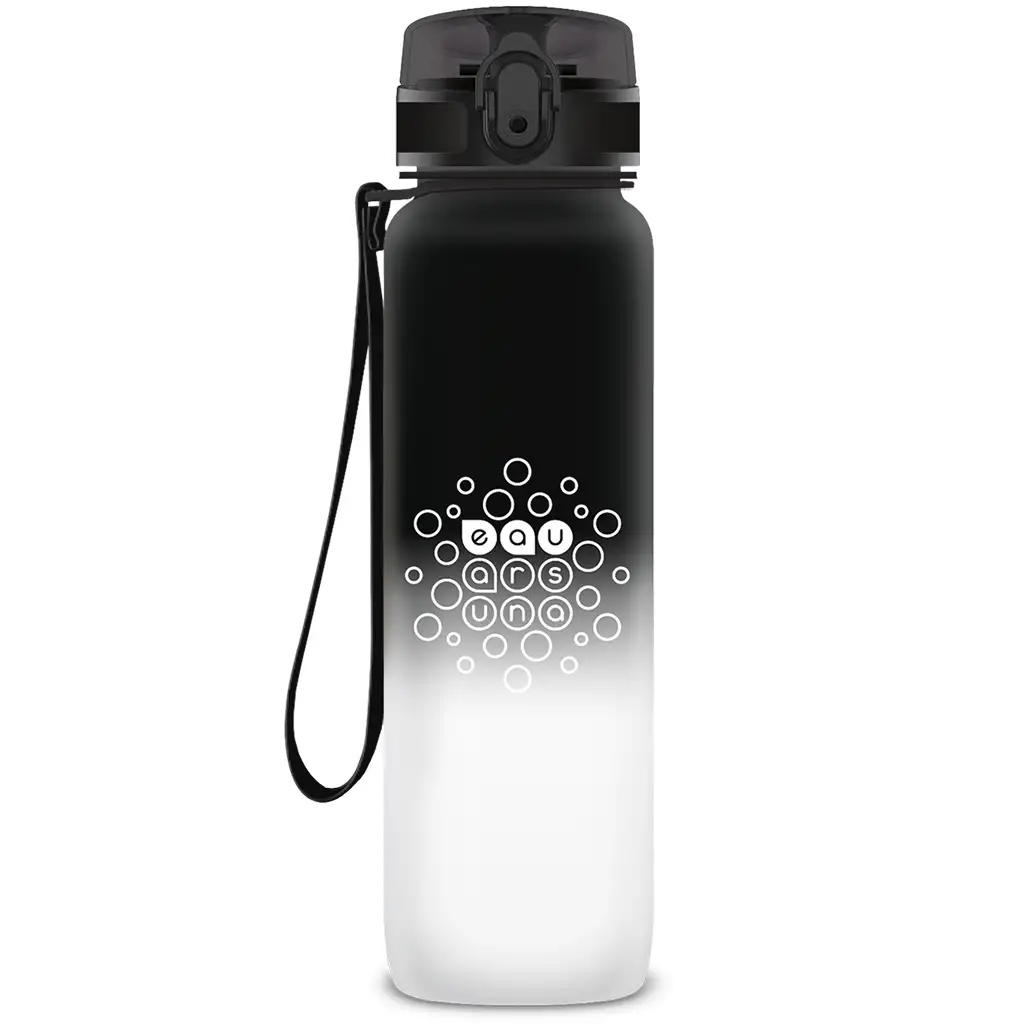 Ars Una: Fekete-fehér BPA-mentes motivációs kulacs 1000ml kép 1
