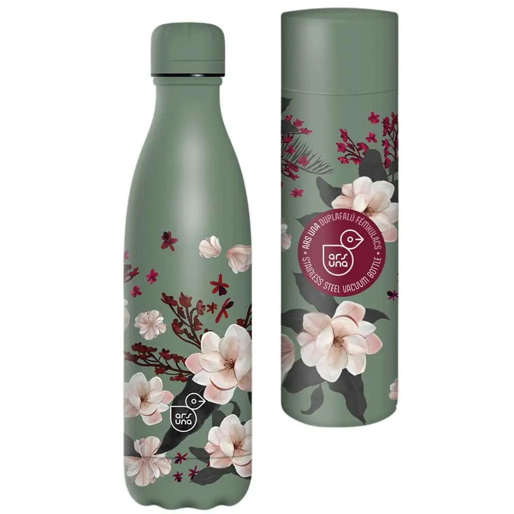 Ars Una: Flowery Pink duplafalú fém kulacs díszdobozban 500ml kép 1