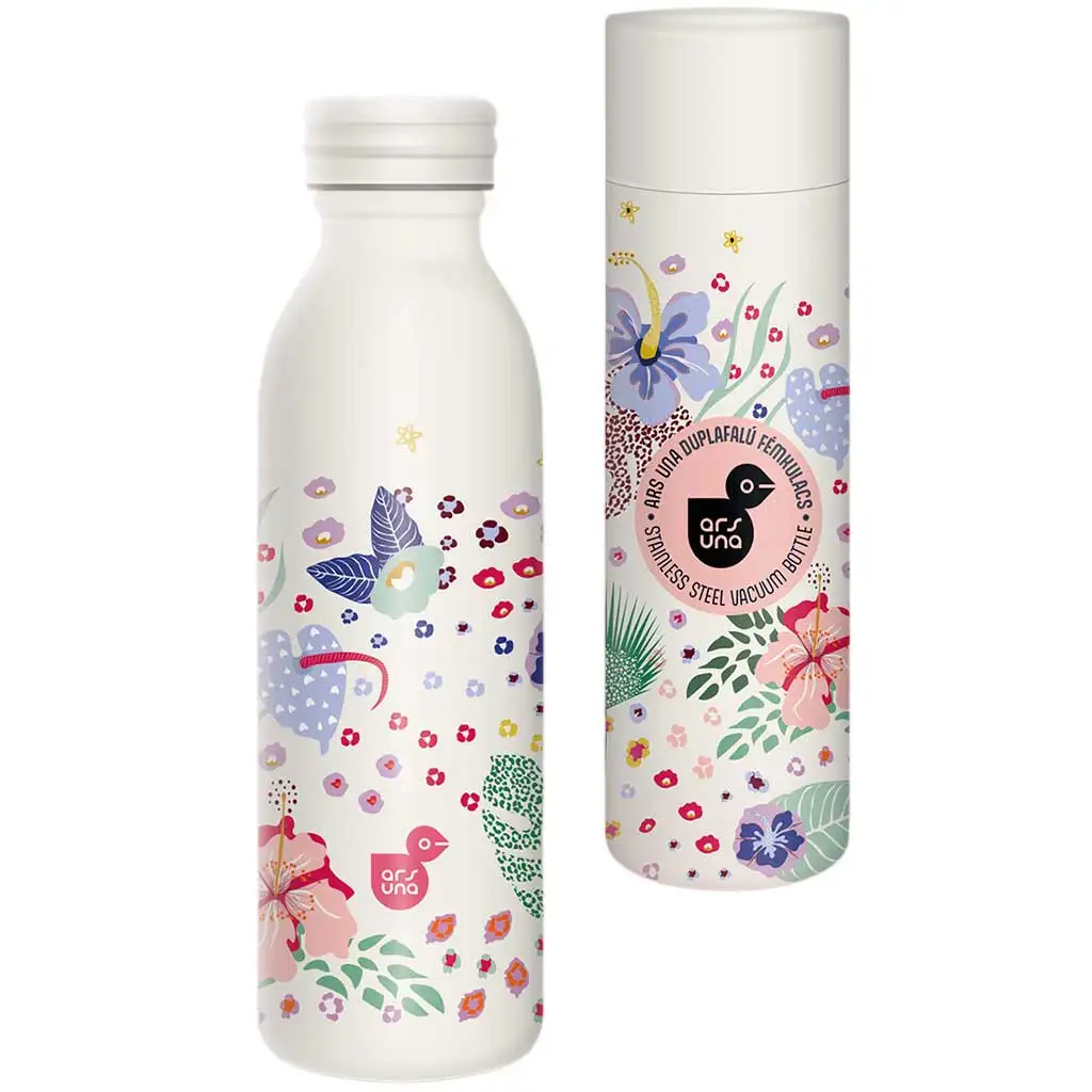 Ars Una: Cream Hibiscus duplafalú fém kulacs díszdobozban 600ml kép 1