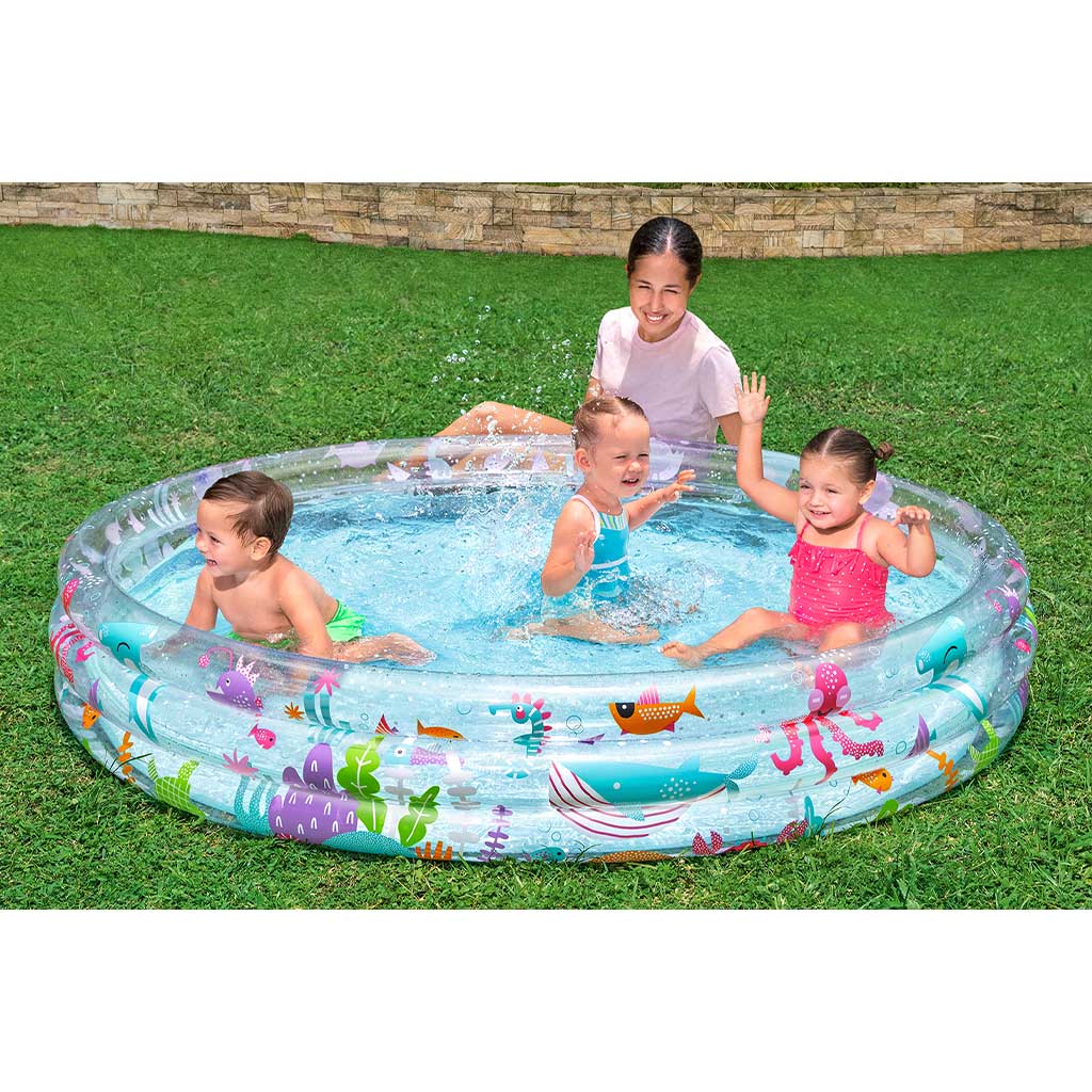Bestway: Vízvilág mintás átlátszó háromgyűrűs medence 183x33xcm kép 3