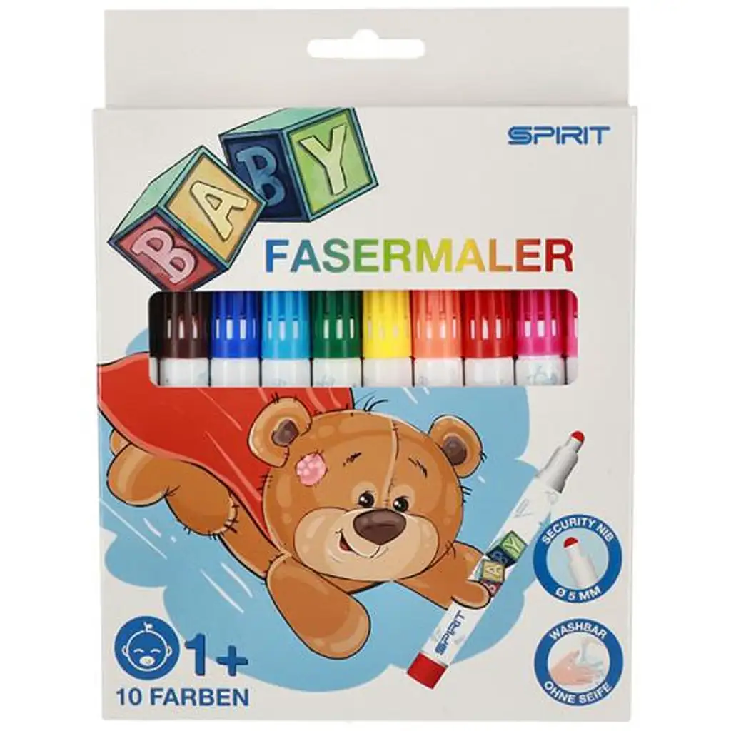 Spirit: Színes bébi 10db-os kimosható filctoll szett kép 1