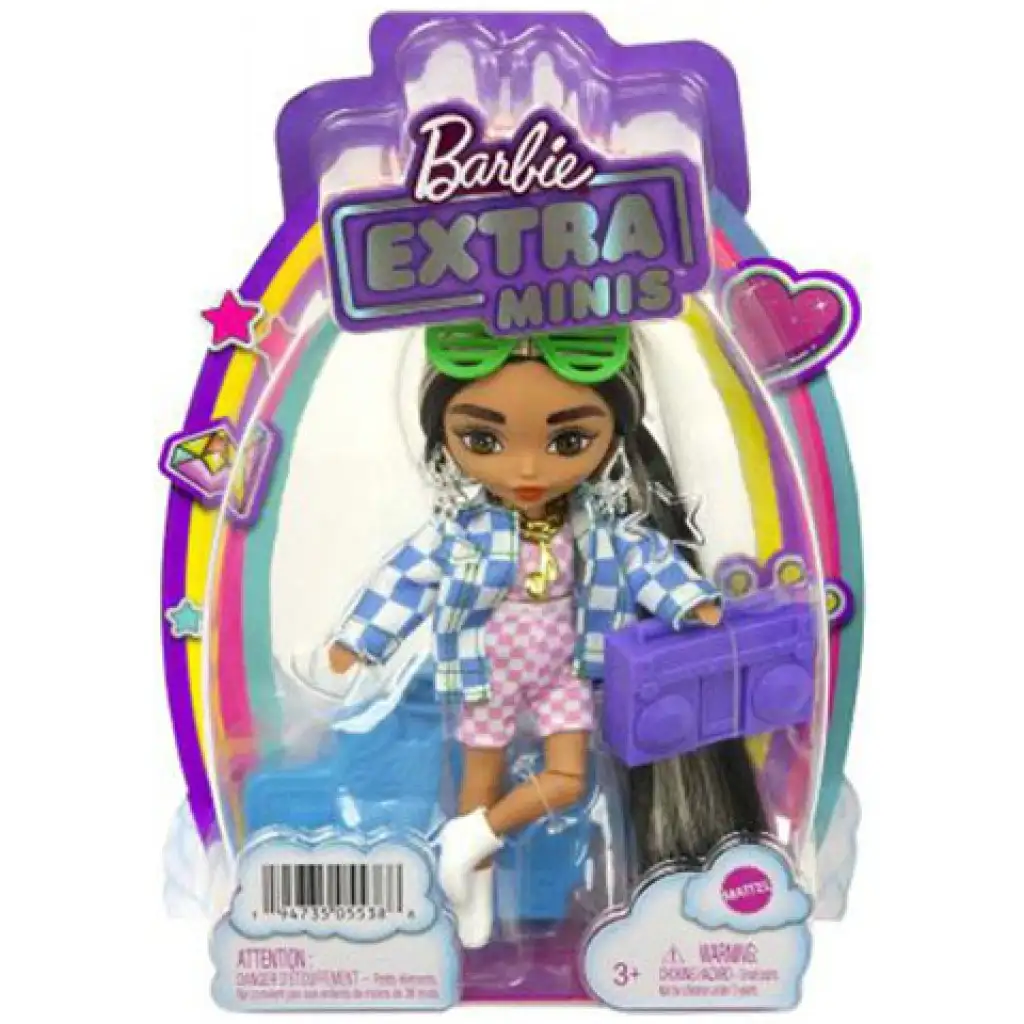 Barbie Extravagáns mini baba kockás ruhában - Mattel kép 1