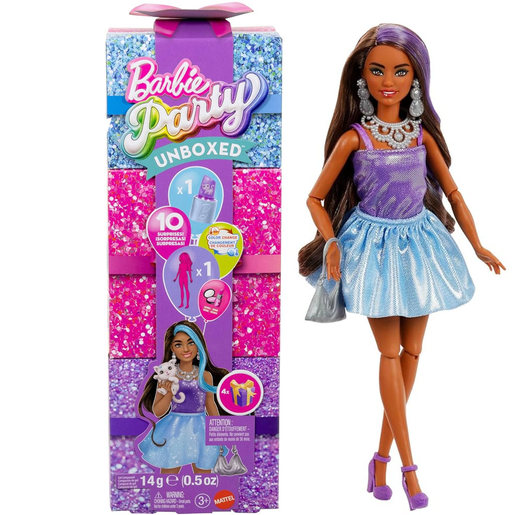 Barbie: Party Reveal meglepetés baba barna hajjal - Mattel kép 1