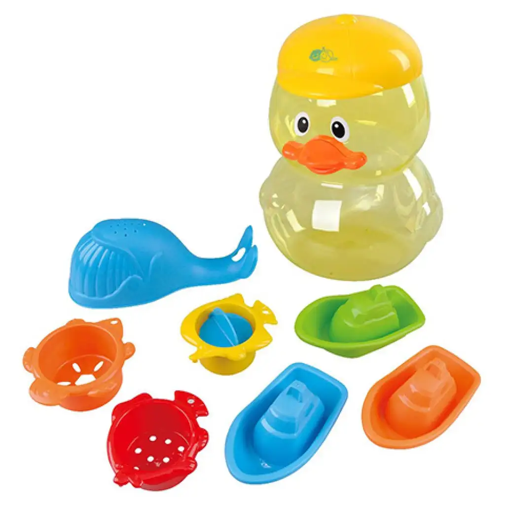 Playgo: Bébi fürdőjáték szett kacsa formájú tárolóban 8db-os szett kép 2