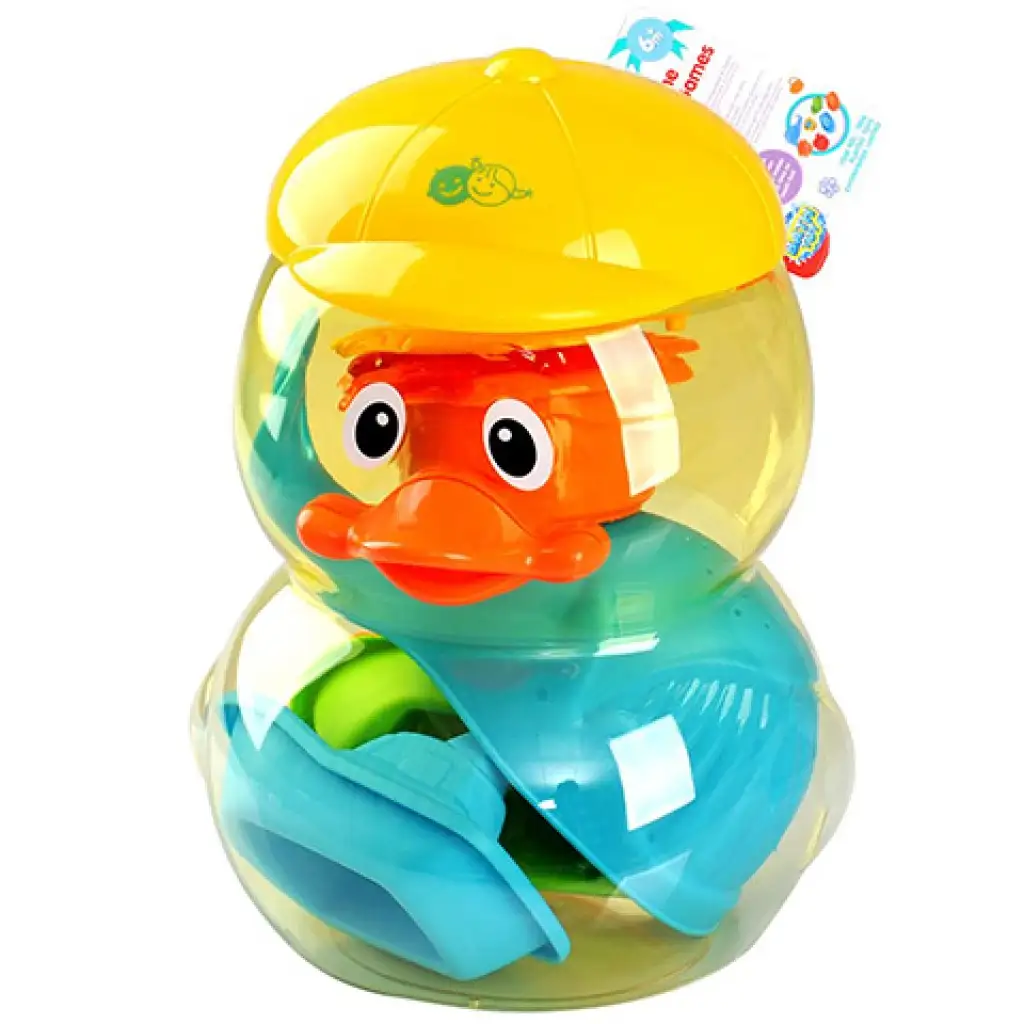 Playgo: Bébi fürdőjáték szett kacsa formájú tárolóban 8db-os szett kép 1