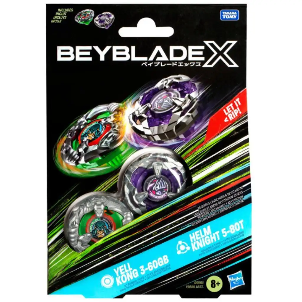 Beyblade X: Duall Pack Yell Kong 3-60GB vs. Helm Knight 5-80T pörgettyű szett - Hasbro kép 1
