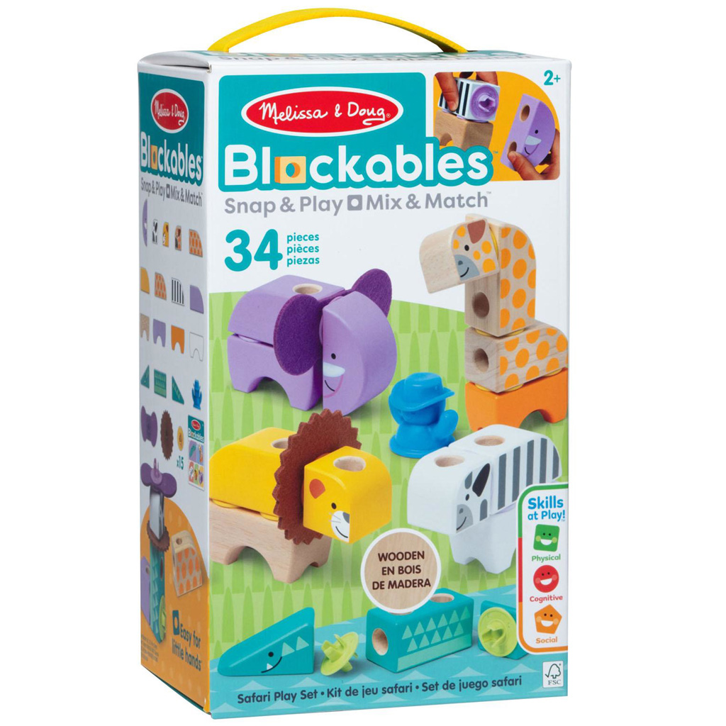 Melissa&Doug: Blockables - Safari állatos fa játékszett - Spin Master kép 1