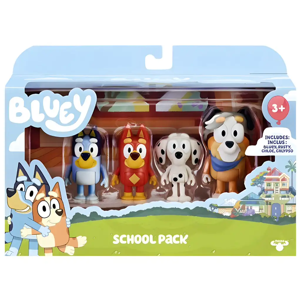 Bluey: Bluey és barátai a suliban 4 db-os játékfigura szett kép 1