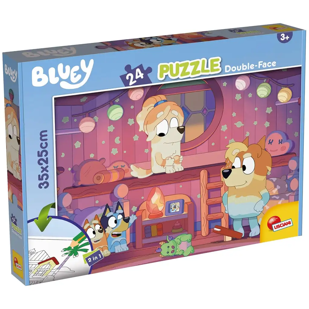 Bluey esti mese 2 az 1-ben 24db-os puzzle és színező 35x25cm - Lisciani kép 1