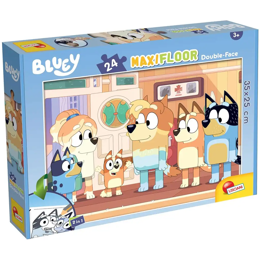 Bluey és barátai 2 az 1-ben 24db-os maxi padló puzzle és színező 35x25cm - Lisciani kép 1