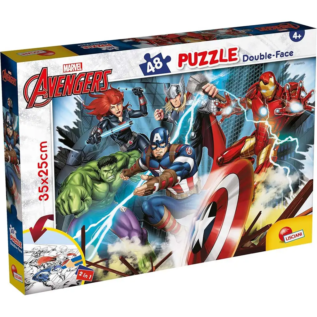 Bosszúállók 2 az 1-ben 48db-os puzzle és színező 35x25cm - Lisciani kép 1