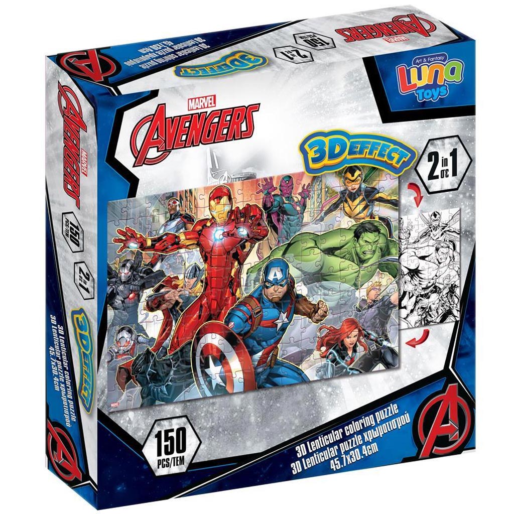 Luna: Bosszúállók 2 az 1-ben 150db-os 3D színezhető puzzle kép 1