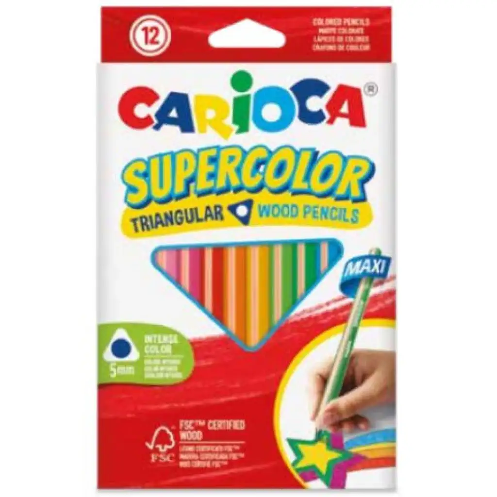 SuperColor háromszög alakú 12db-os maxi színesceruza készlet - Carioca kép 1