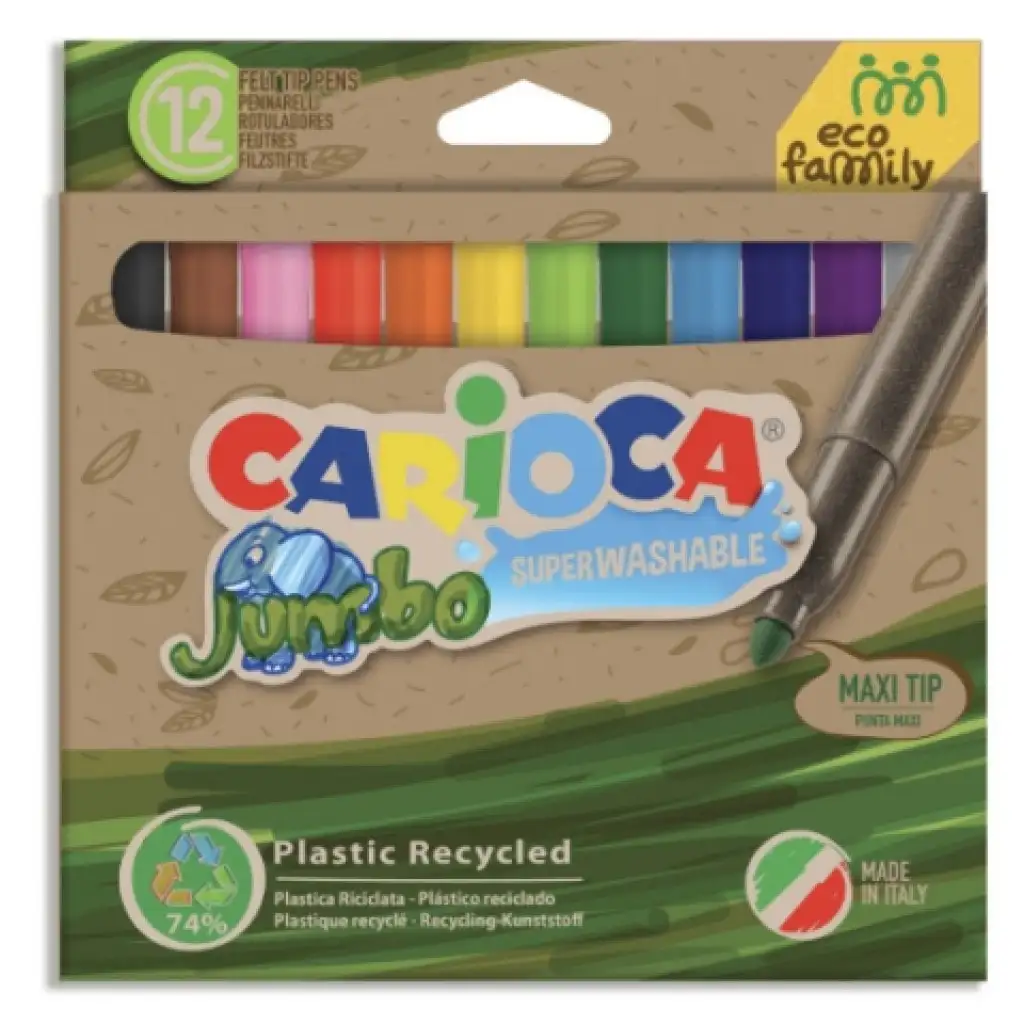 Eco Family Jumbo 12db-os színes filctoll szett - Carioca kép 1
