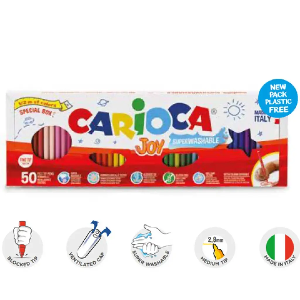 Carioca Joy lemosható 50db-os filctoll készlet félméteres csomagolásban kép 1