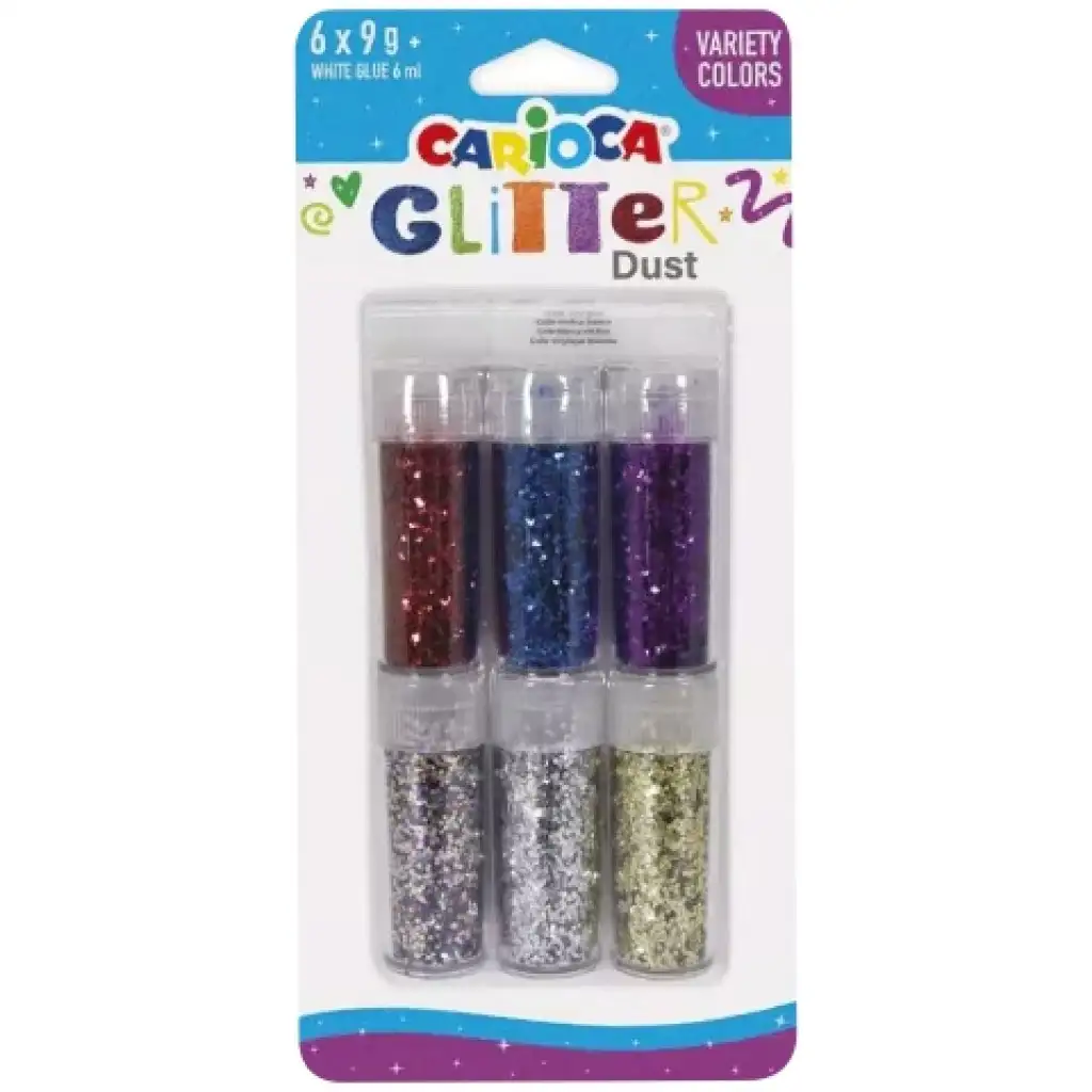 Carioca: Glitter Dust 6db-os csillámpor szett tégelyben - Színvariációk kép 1