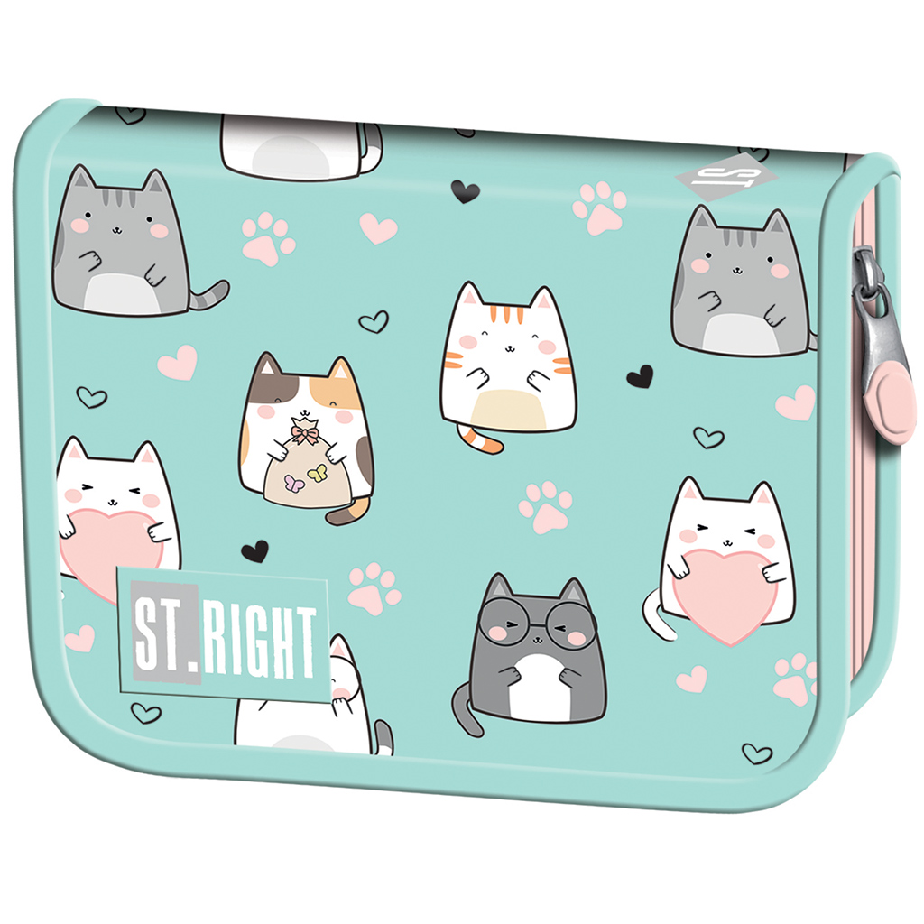 St.Right Charming Cats cicás kihajtható tolltartó PC03 20,5x14x3,5cm kép 1
