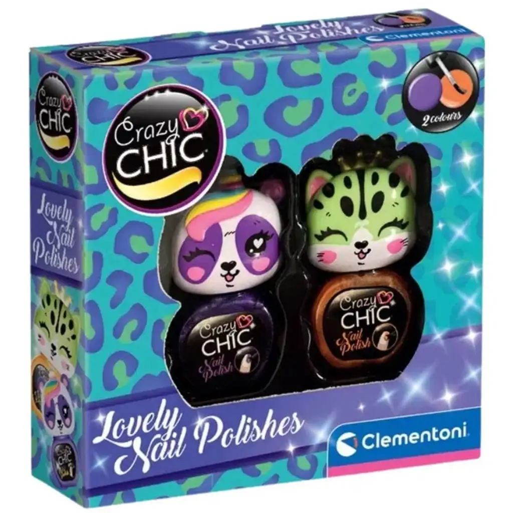 Crazy Chic: Lovely Nail körömlakk állatfigurás ecsetfejjel 2db-os szett - Clementoni kép 1