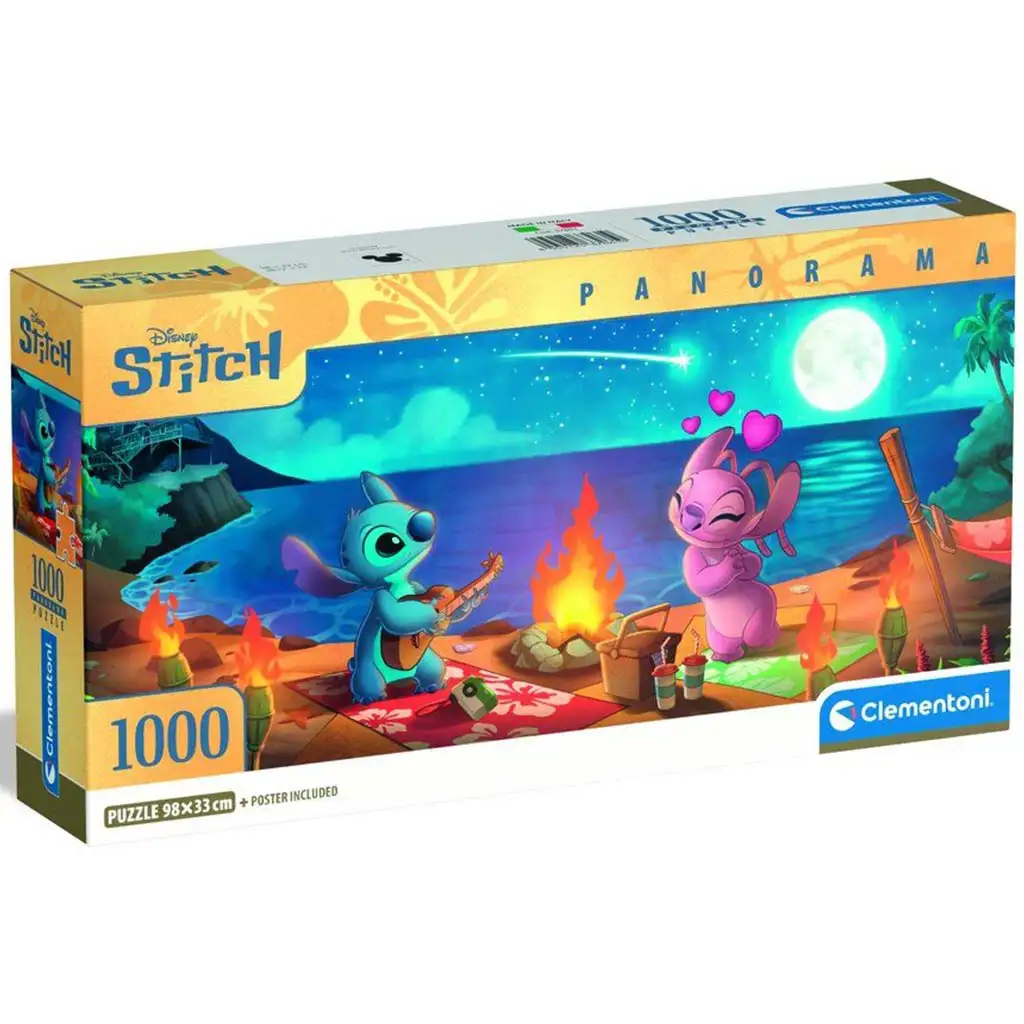 Disney Stitch – Tengerparti piknik panoráma 1000 darabos puzzle - Clementoni kép 1