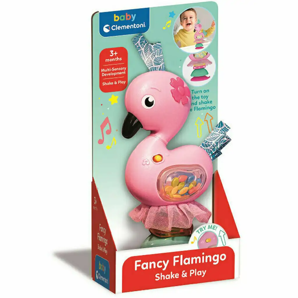 Interaktív flamingó csörgő fénnyel és hanggal - Clementoni kép 1