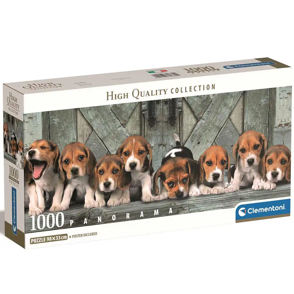 Beagle kutyusok 1000db-os panoráma puzzle 98x33cm - Clementoni kép 1