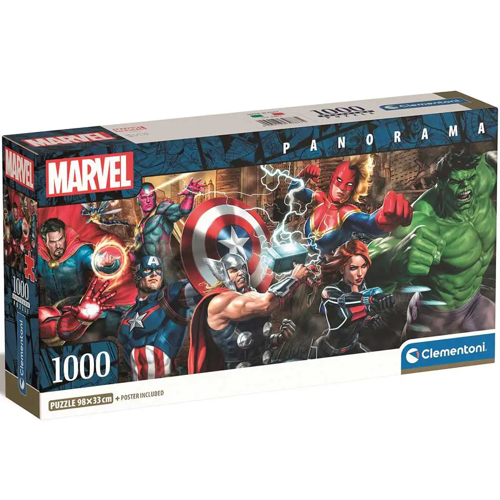 Marvel szuperhősök 1000db-os panoráma puzzle 98x33cm - Clementoni kép 1