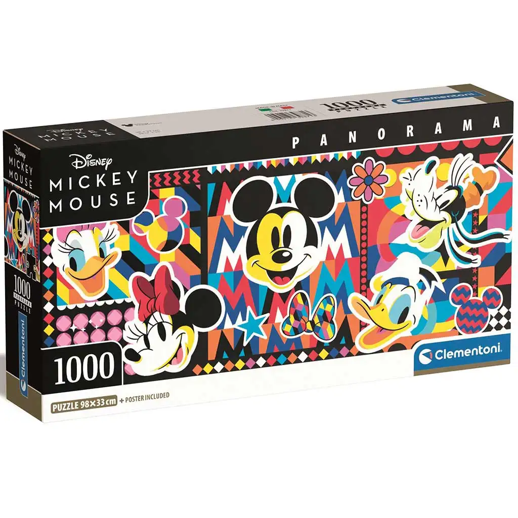 Disney: Mickey Egér klasszikus 1000db-os panoráma puzzle 98x33cm - Clementoni kép 1
