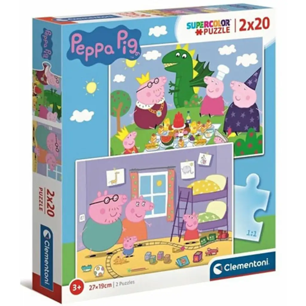 Peppa malac Supercolor 2 az 1-ben puzzle 2x20db-os - Clementoni kép 1