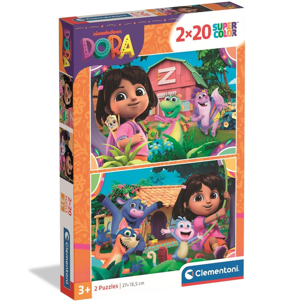 Dóra a felfedező 2x20db-os Supercolor puzzle - Clementoni kép 1