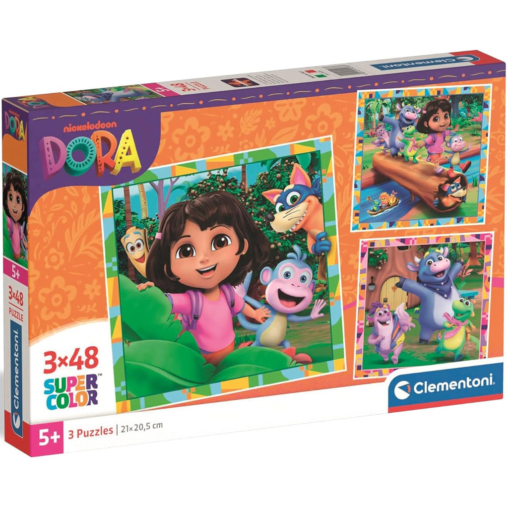 Dóra a felfedező 3x48db-os Supercolor puzzle - Clementoni kép 1