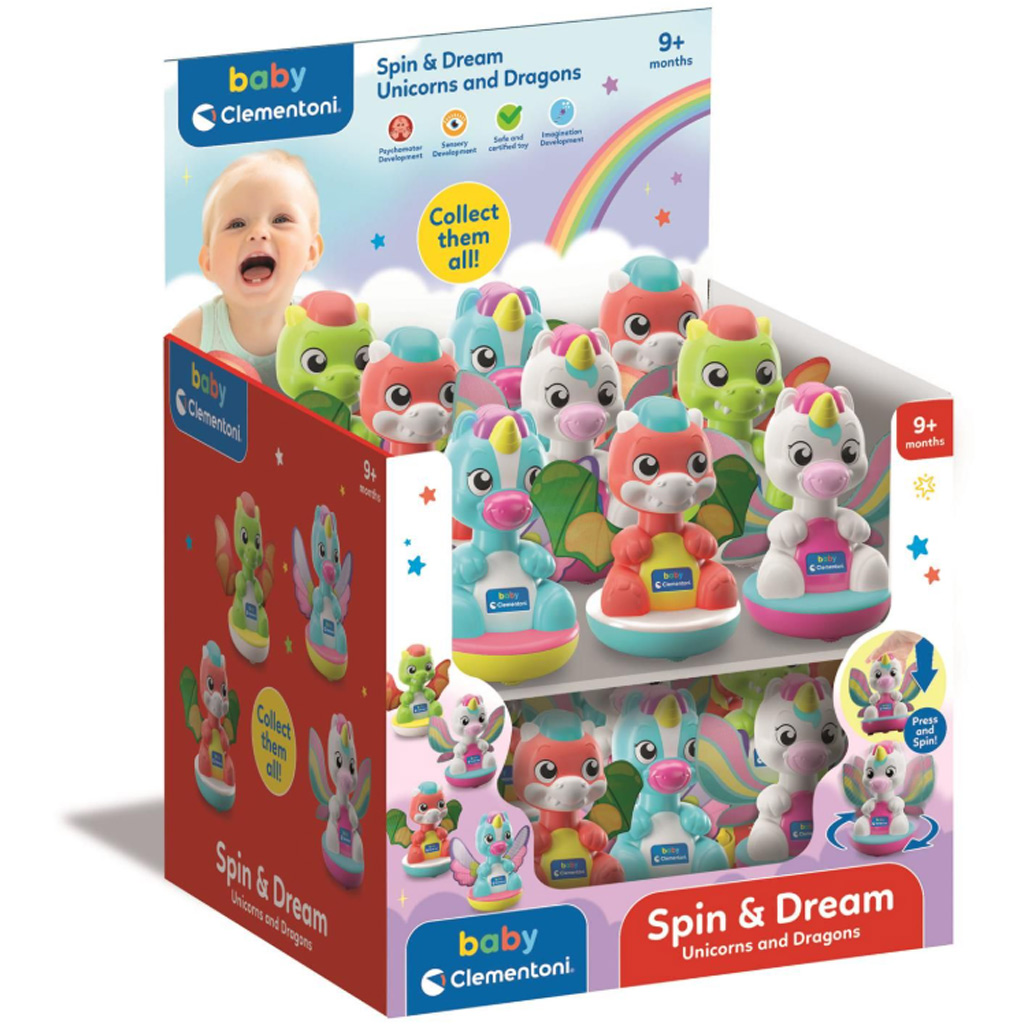 Baby Spin & Dream unikornis és sárkány babajáték 1db - Clementoni kép 1