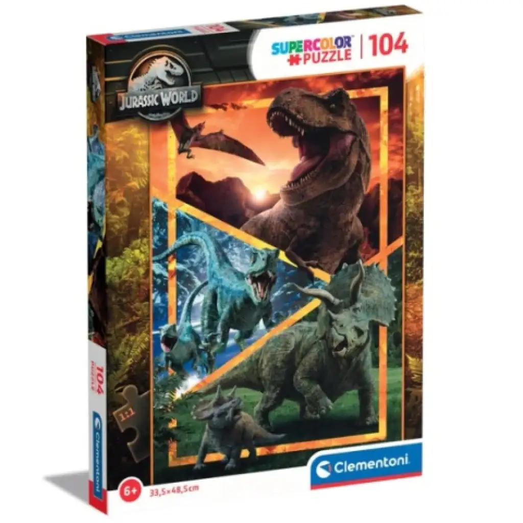 Jurassic World dinoszauruszok Supercolor 104db-os puzzle - Clementoni kép 1