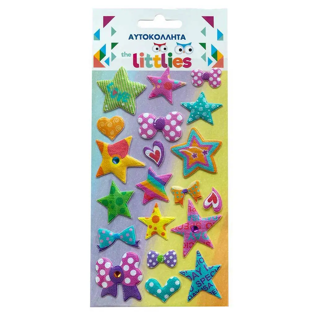 The Littlies: Csillagos mintás 3D pufi matrica szett 10x22cm-es íven kép 1