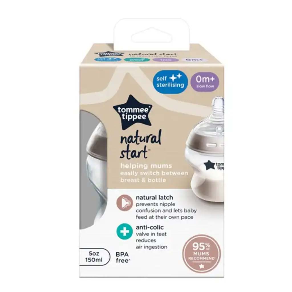 Tommee Tippee: Closer To Nature átlátszó cumisüveg 150ml  (0 hó+) kép 1